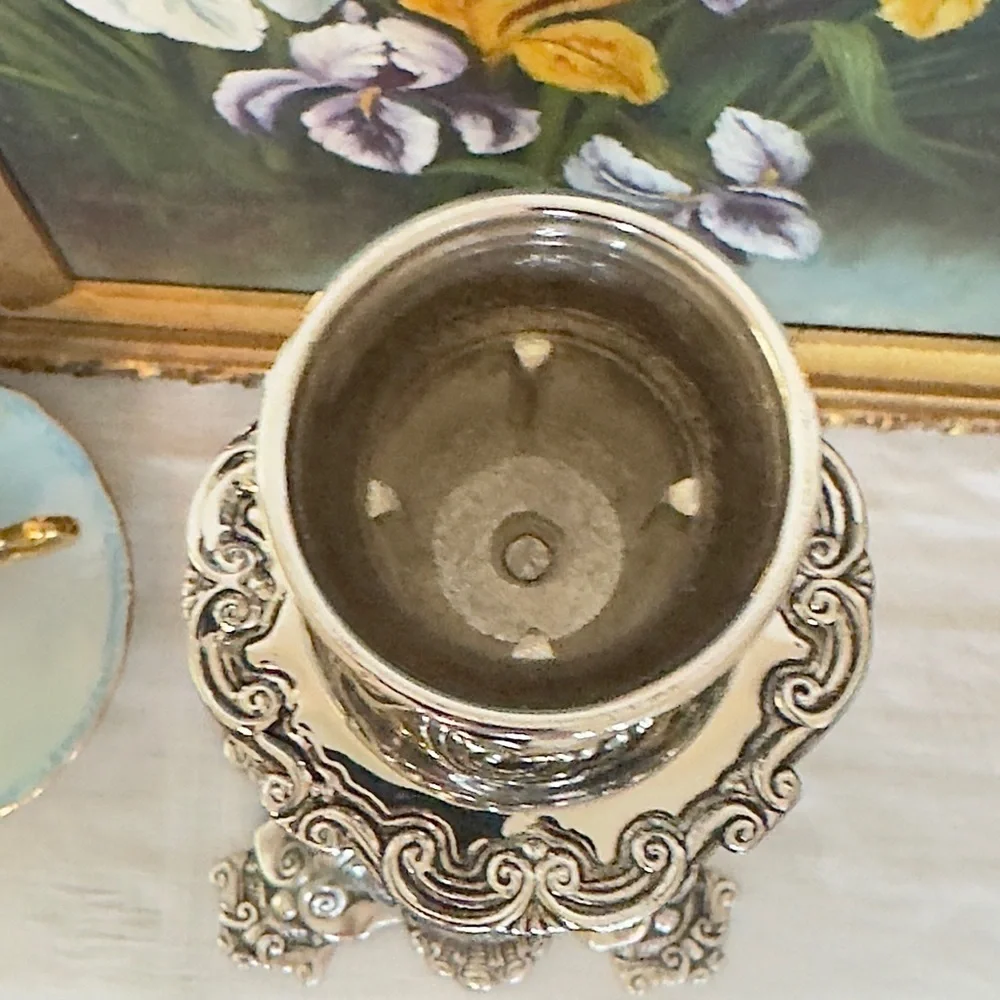 Vintage Silver-Plated Rococo Candlestick (11.5”)